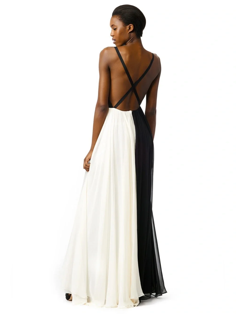 Milly Black and Cream Contrast Evening Dress - Picture 4 of 12